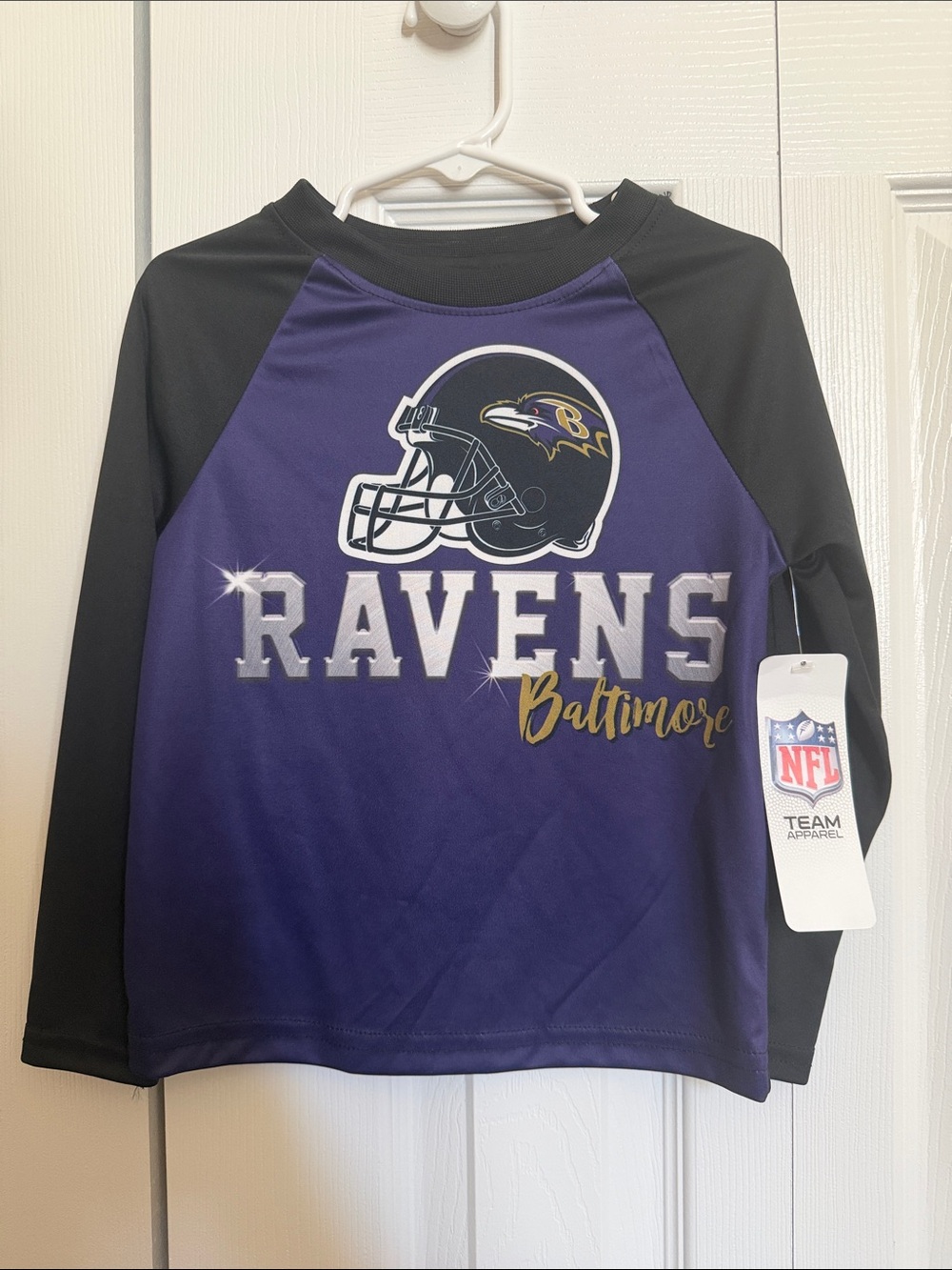 NWT Toddler NFL Baltimore Ravens Purple & Black Long Sleeve Shirt Size 3T